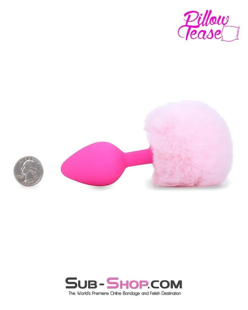 Medium Hot Pink Silicone Tail Butt Plug - Sissy Princess Puff Bunny Design