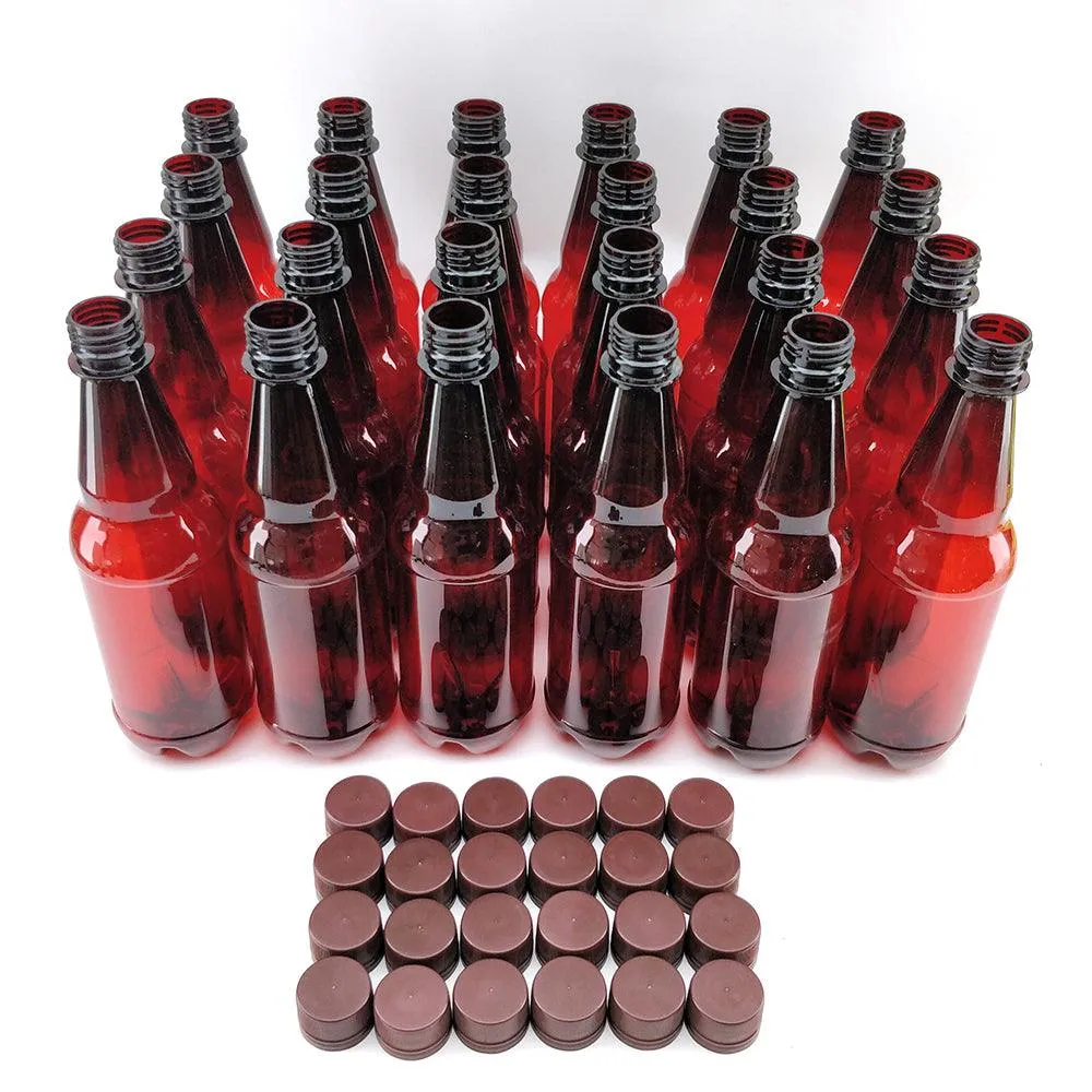 24 x 500mL PET Amber Brown Bottles with Screw Caps