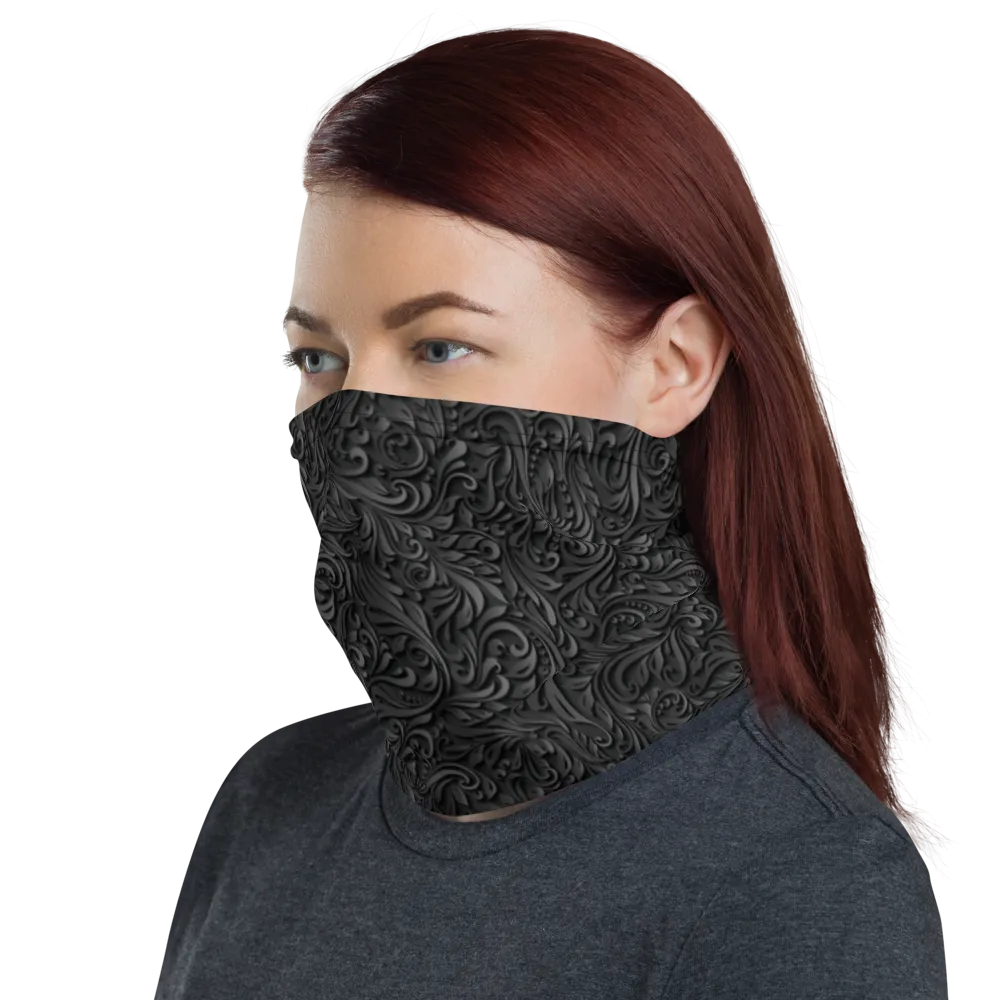 3D Black Ornament Pattern Face Mask & Neck Gaiter