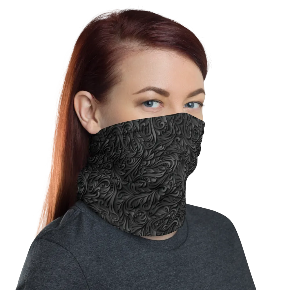 3D Black Ornament Pattern Face Mask & Neck Gaiter