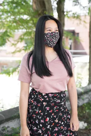 Adjustable Floral Face Mask with Two PM2.5 Filters