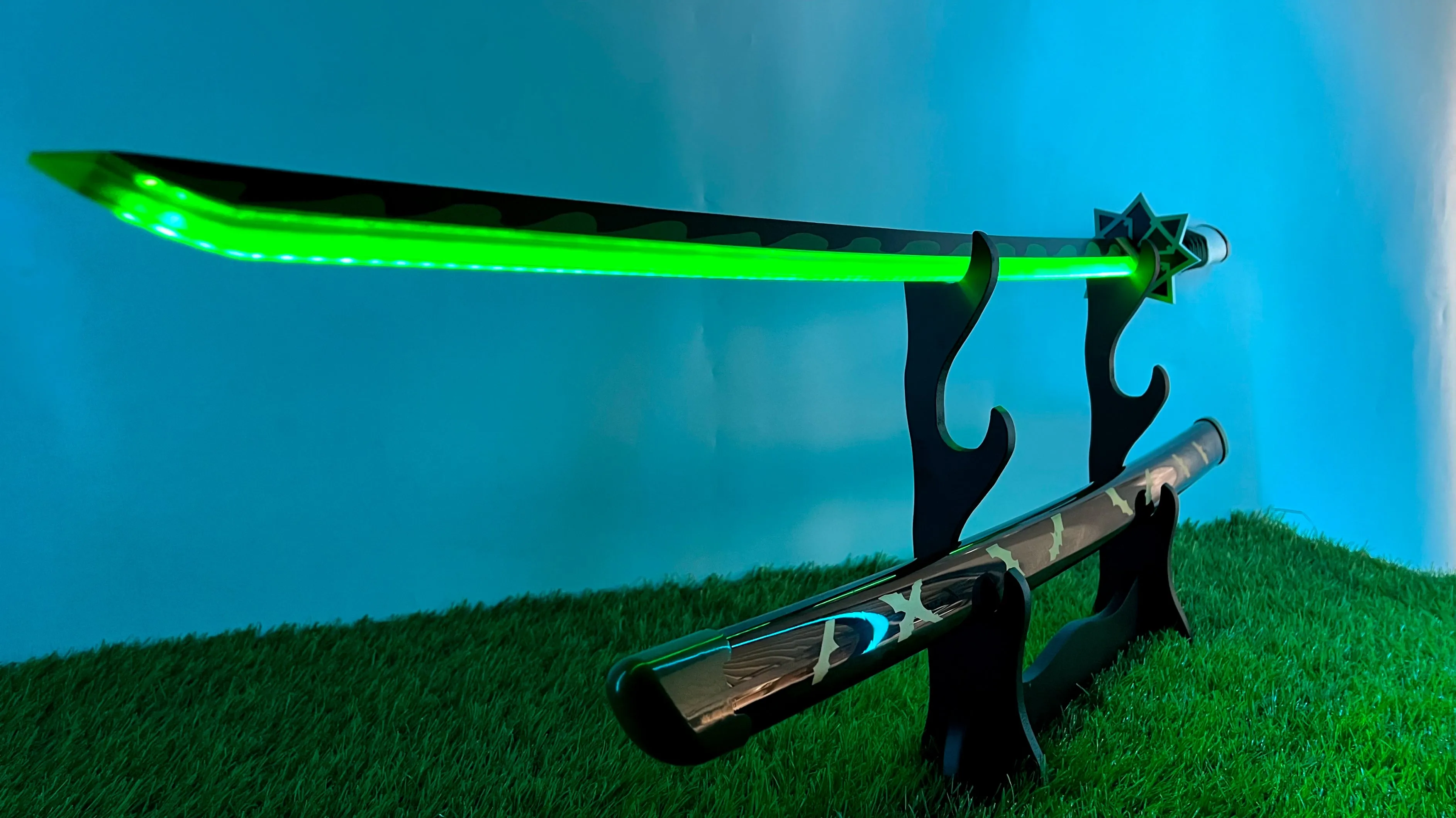 ANIME THEMED LED KATANA | Demon Slayer Sanemi’s Nichirin Sword | Full Tang | 108 CM | Ready Stock | Delivery in 7 Days!