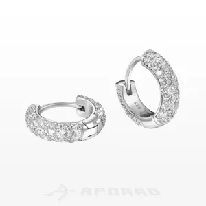 Aporro Round Paved Hoop Earrings