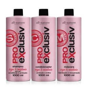 Argan & Macadamia Pro Exclusiv Recovery Shine Protection Kit 3xL - All nature