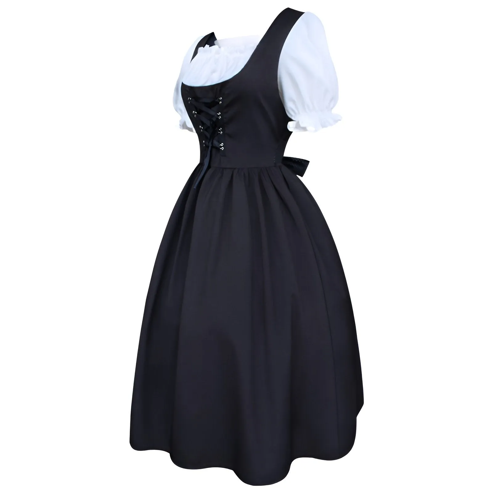 Authentic Bavarian Style Classic Black Dirndl Dress