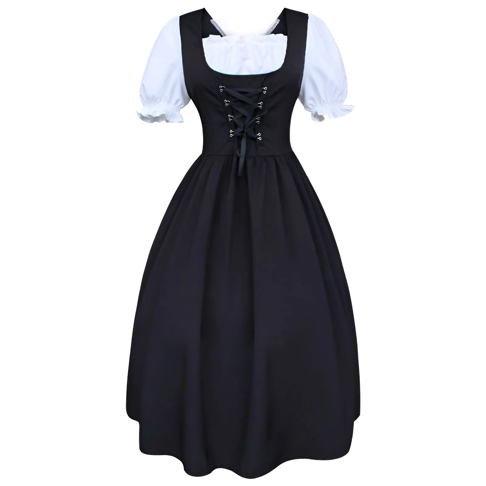 Authentic Bavarian Style Classic Black Dirndl Dress