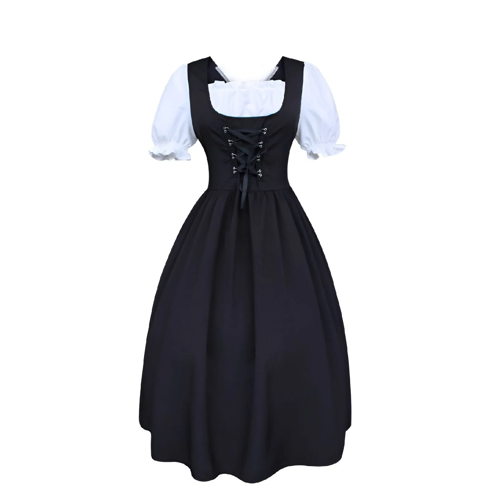 Authentic Bavarian Style Classic Black Dirndl Dress