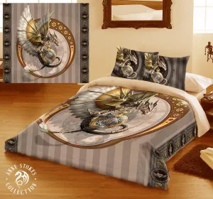 Autumn Bedroom Decor STEAMPUNK DRAGON-Duvet & Pillows Cover  Set UK Double/ US Twin