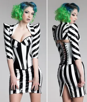 Beetlejuice striped PVC shrug