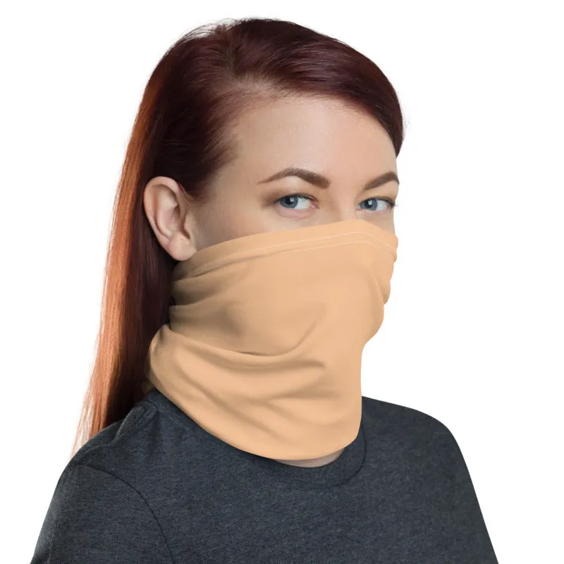 Beige Nude Face Masks Shield, Reusable Neck Head Warmer Bandana-Made in USA/EU