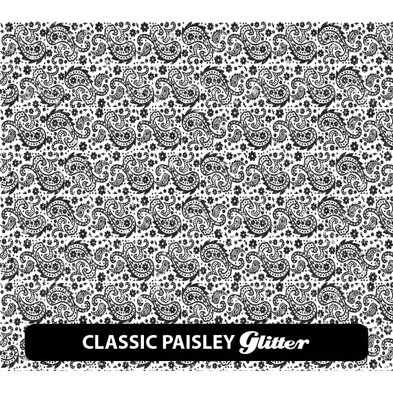 Black & White Glitter Patterned HTV (12" x 12")