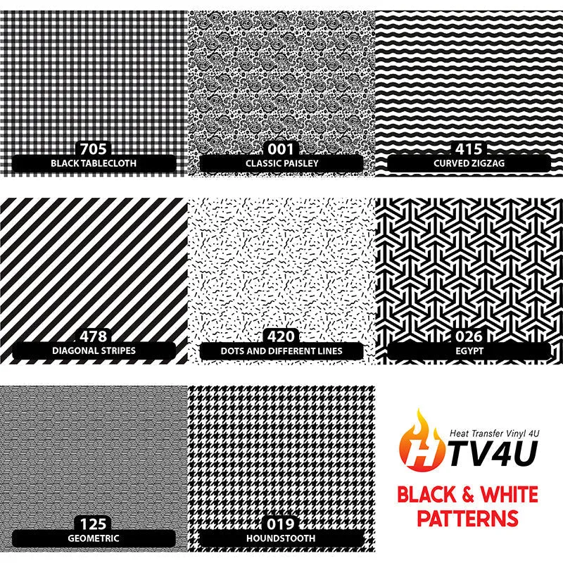 Black & White Puff Patterned HTV (18.5" x 12")