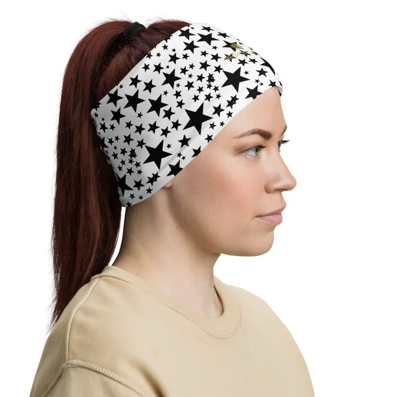 Black Stars Face Mask Cover Shield, Reusable Washable Cool Bandana-Made in USA/EU