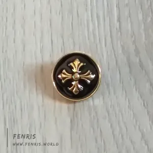 Buttons Gold Metal Black Enamel Gothic Cross