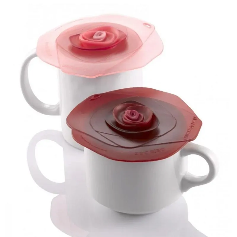 Charles Viancin Dark Red and Pink Rose Silicone Drink Covers