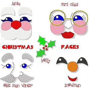 Christmas Doll Faces 4x4