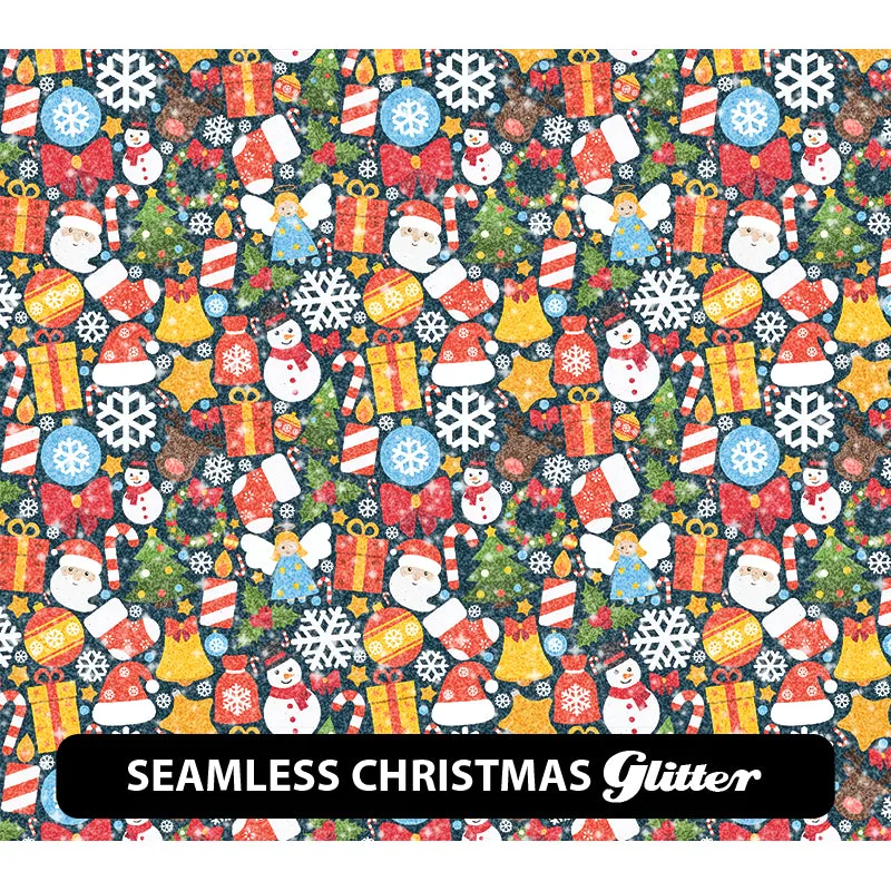 Christmas Glitter Patterned HTV (12" x 12")