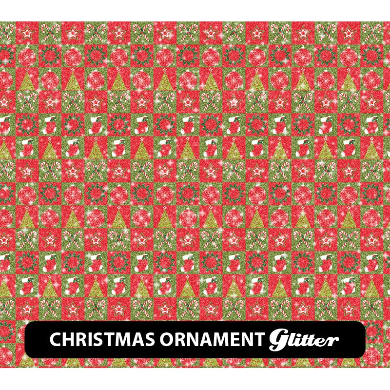 Christmas Glitter Patterned HTV (12" x 12")