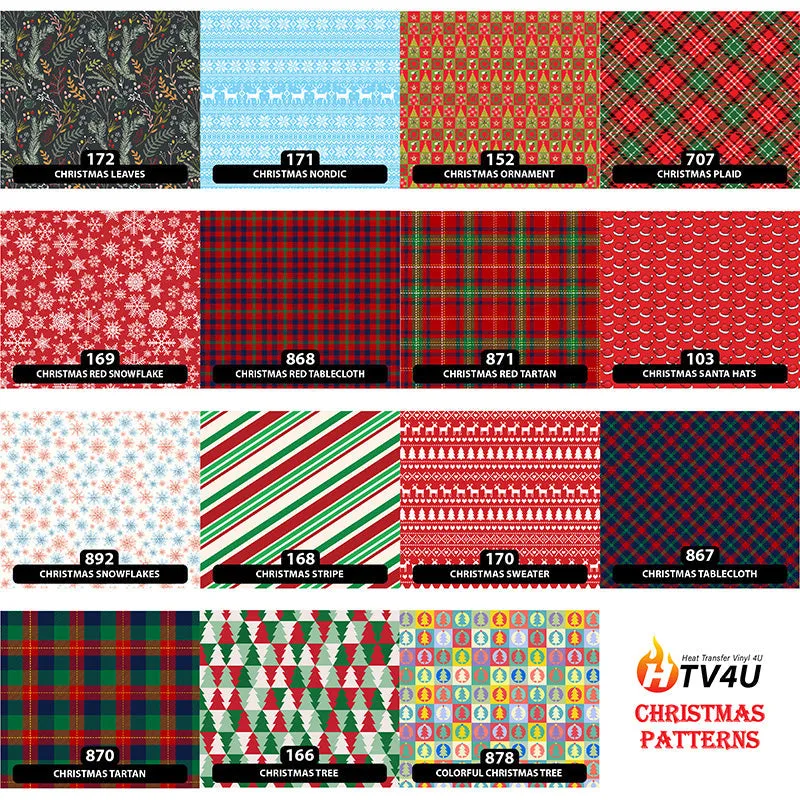 Christmas Puff Patterned HTV (12" x 12")