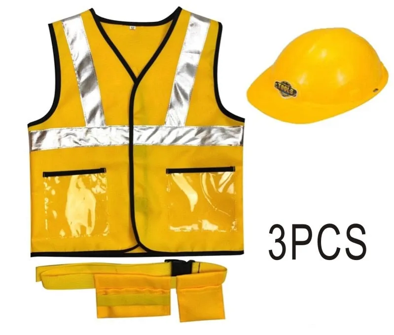 Construction Worker Costume Kit For Kids Role Play Toy Set Career Costumes Heavy worker cosplay