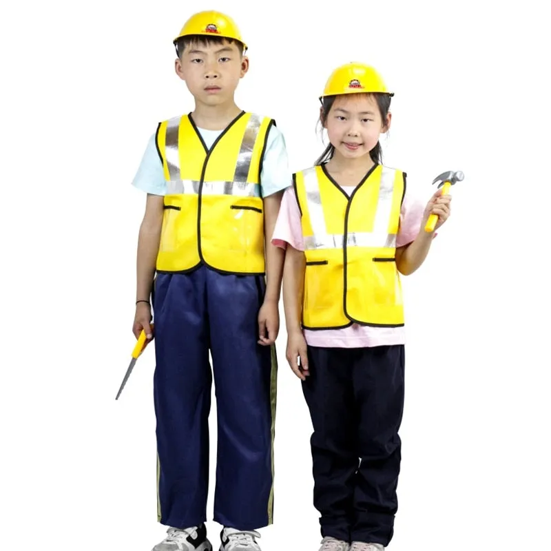 Construction Worker Costume Kit For Kids Role Play Toy Set Career Costumes Heavy worker cosplay