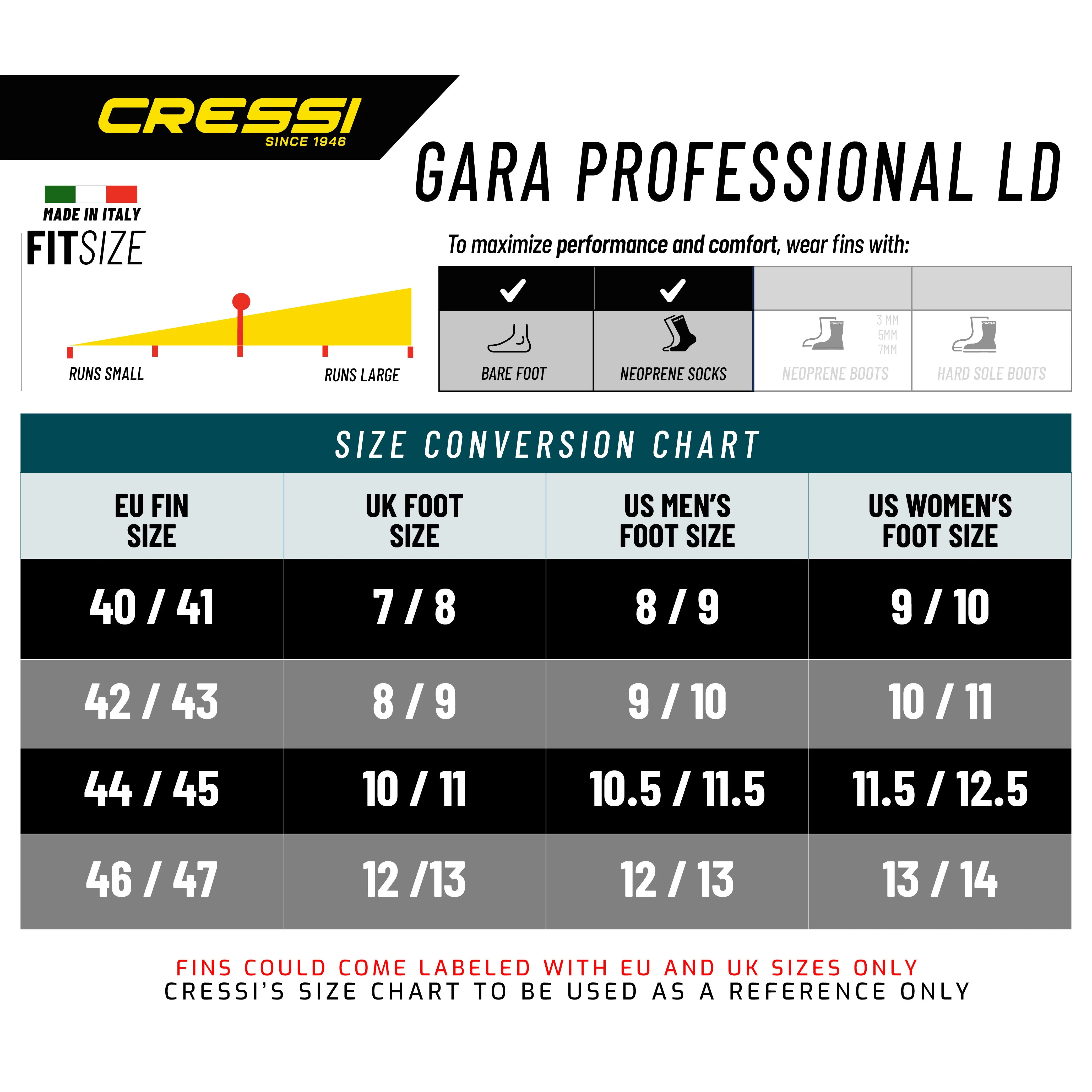 Cressi Gara Professional LD Full Foot Fins