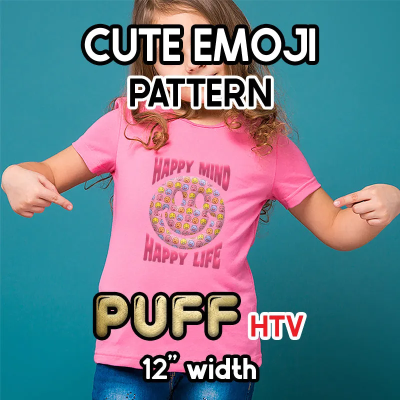 Cute Emoji Puff Patterned HTV (12" x 12")