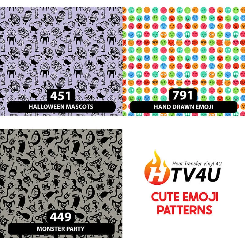 Cute Emoji Puff Patterned HTV (12" x 12")