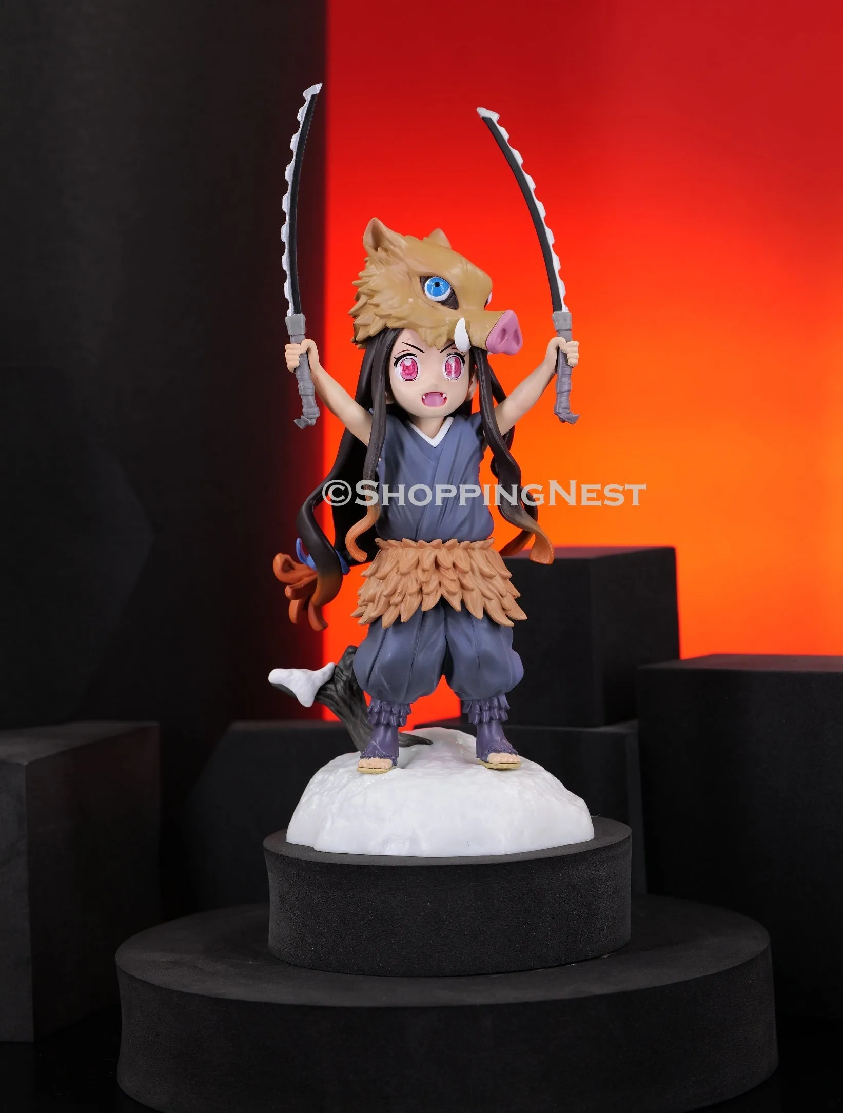 Demon Slayer Nezuko With Inosuke Cosplay Action Figure  | 19.5 Cms |