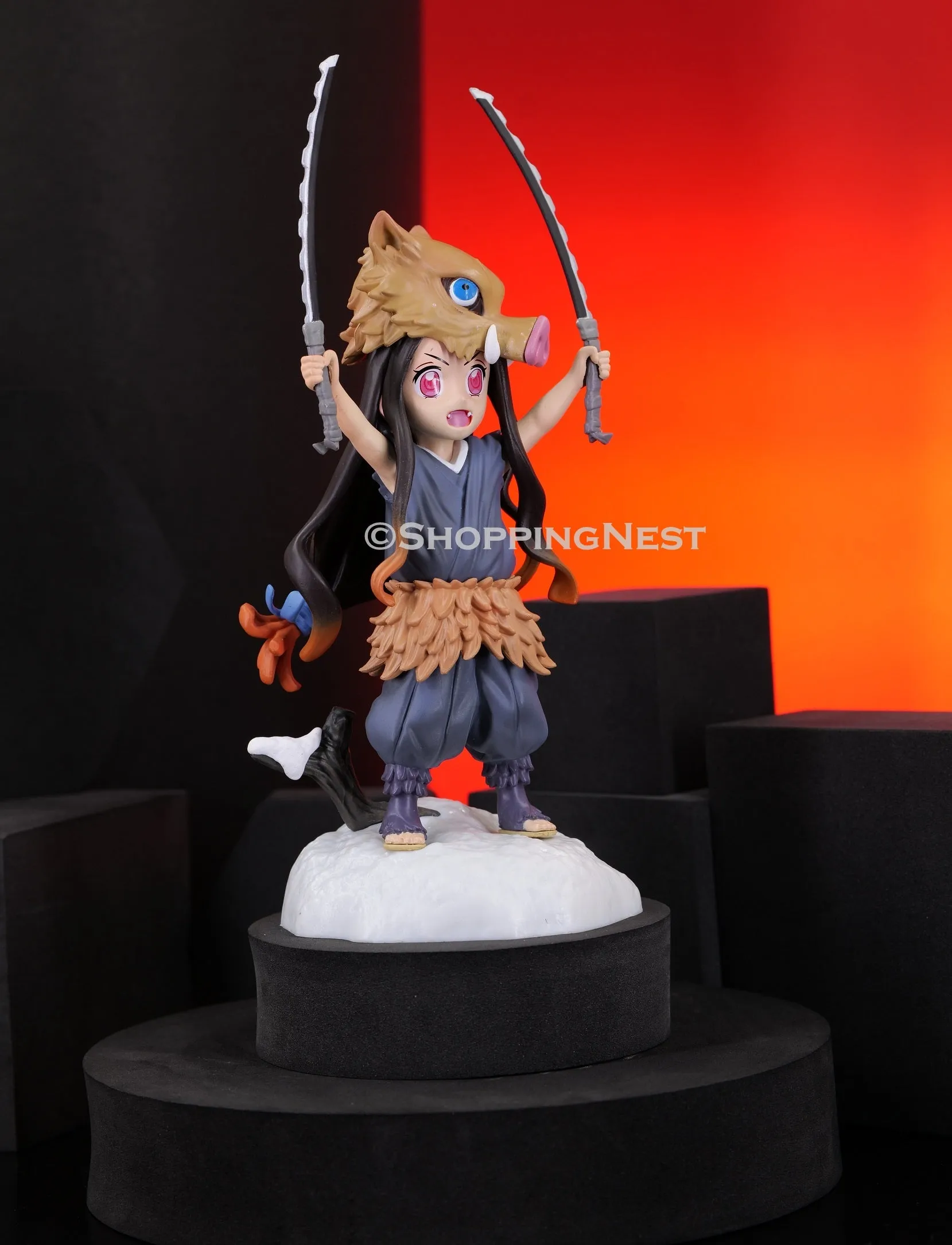 Demon Slayer Nezuko With Inosuke Cosplay Action Figure  | 19.5 Cms |