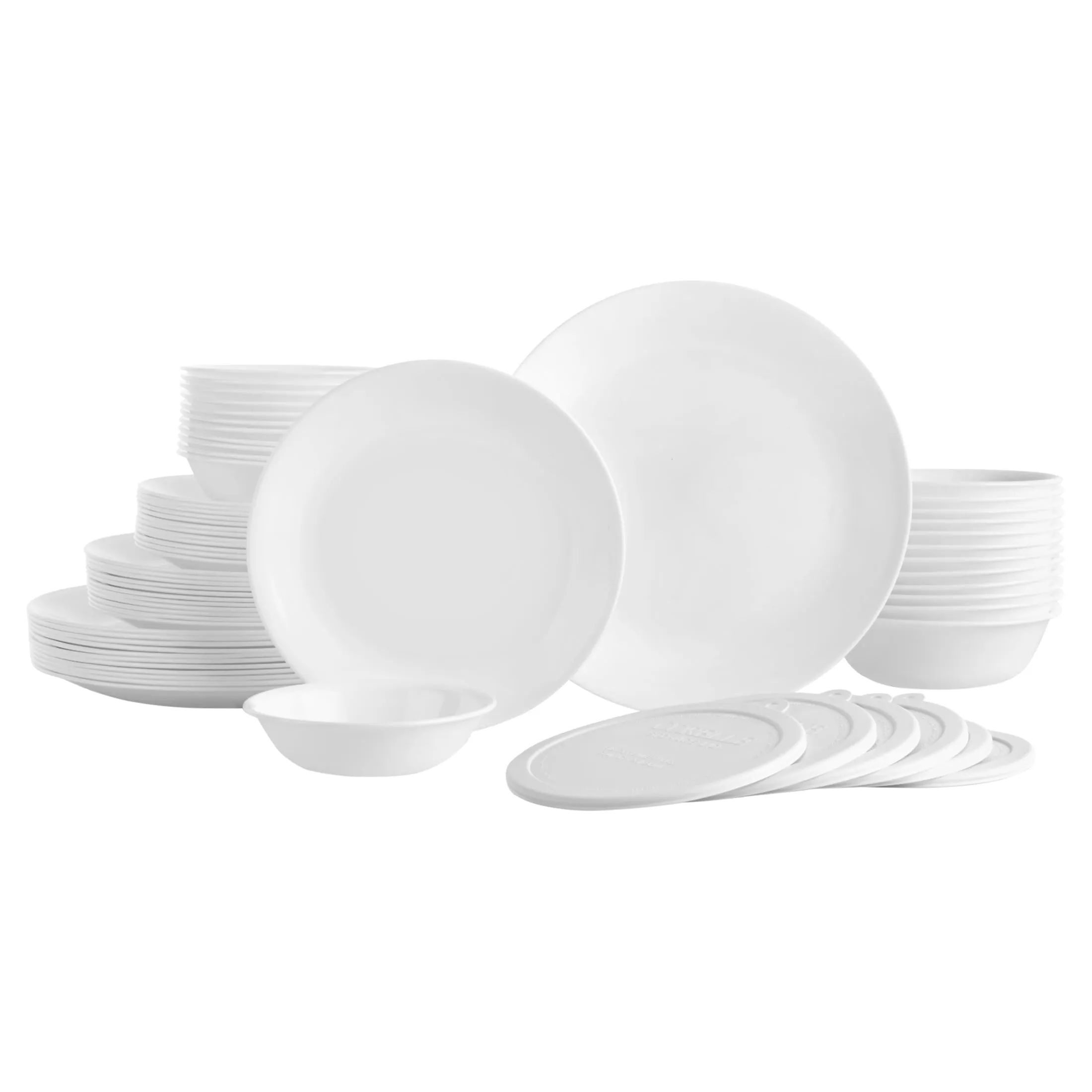 Dinnerware Set, Winter Frost White, 66 Pieces