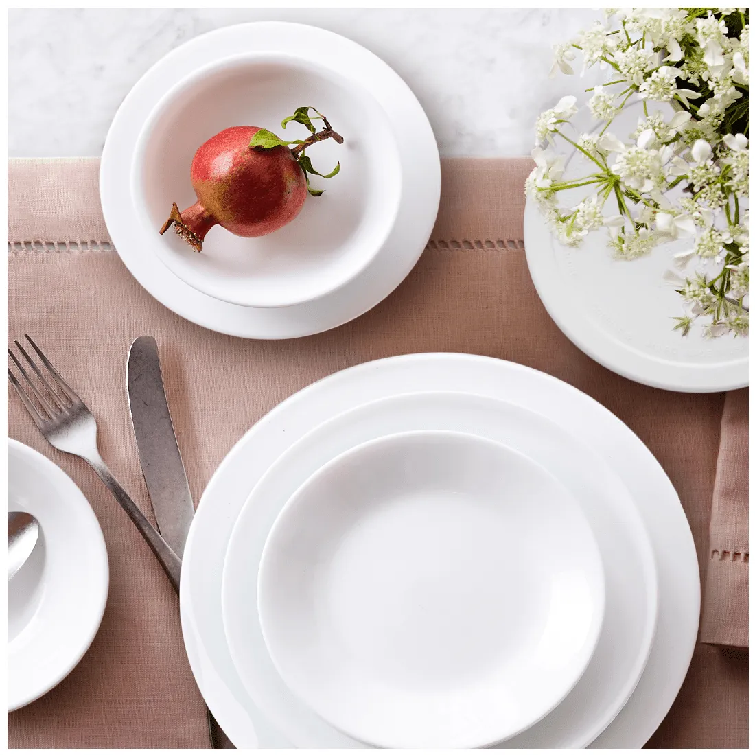 Dinnerware Set, Winter Frost White, 66 Pieces