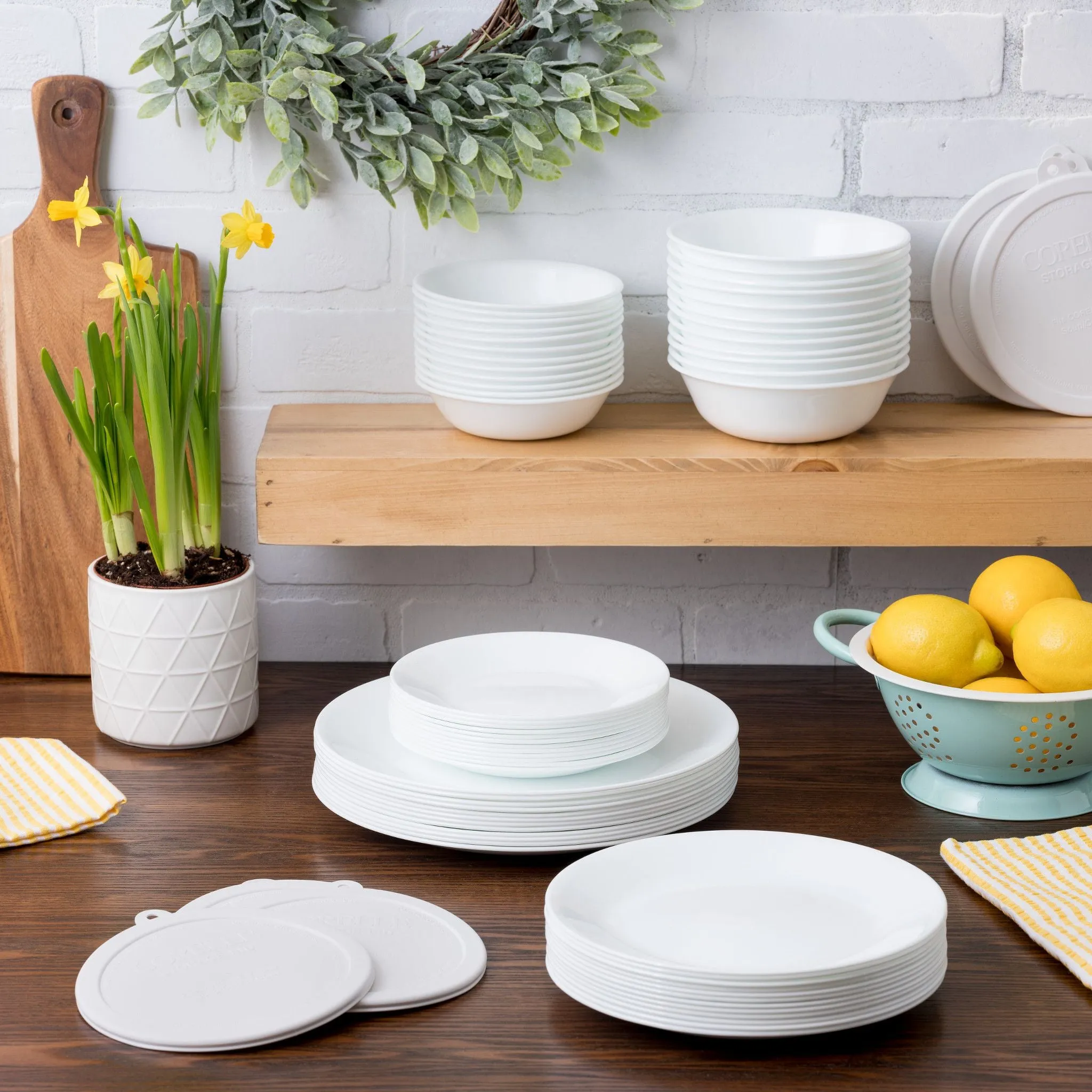 Dinnerware Set, Winter Frost White, 66 Pieces