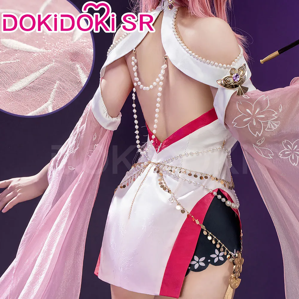 DokiDoki-SR Game Genshin Impact Cosplay Raiden Shogun / Yae Miko Costume Flowing Lights Doujin Cheongsam Qipao