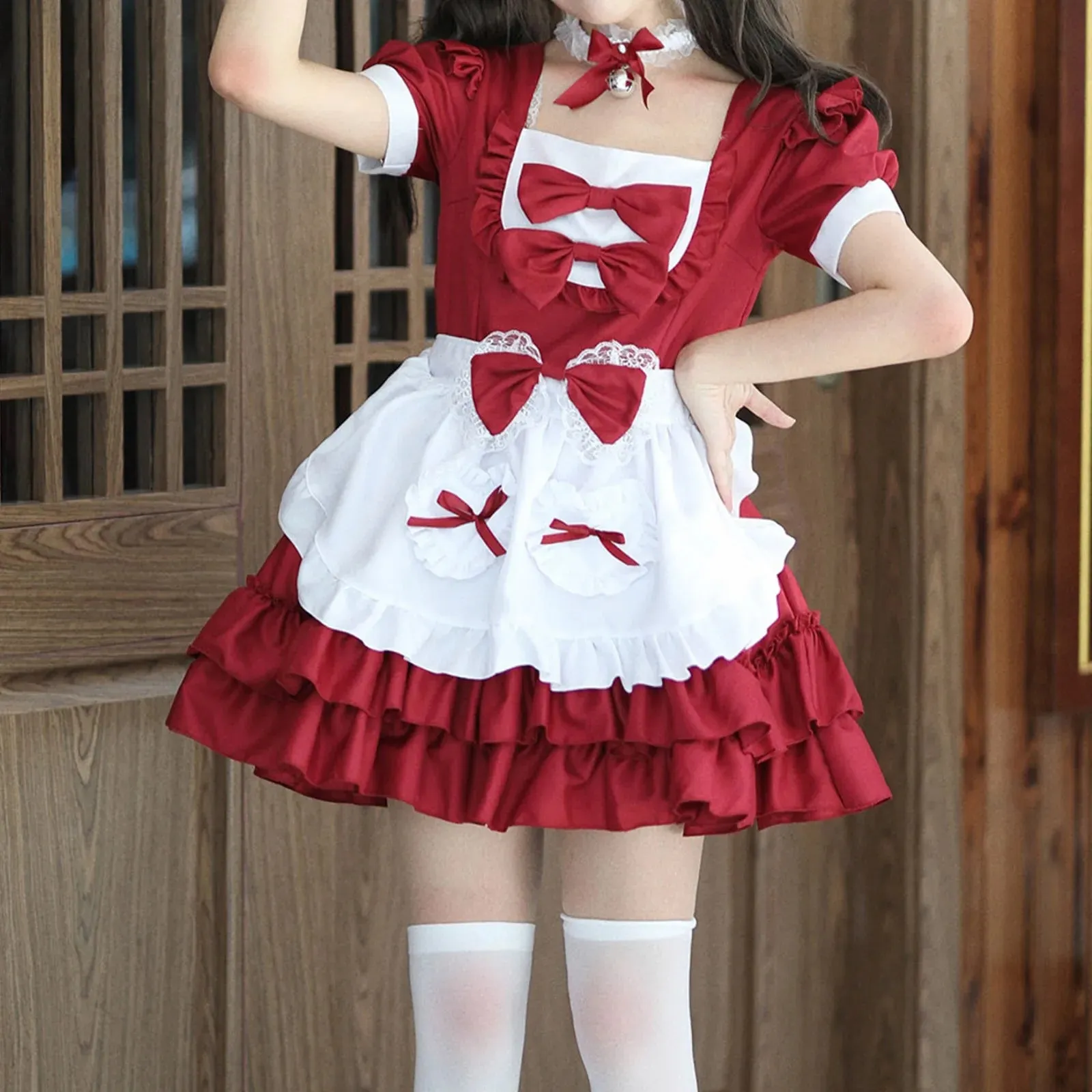 Elegant Cute Kawaii Lolita Maid Uniform Set Japanese Harajuku Y2k Cosplay Women's Dress