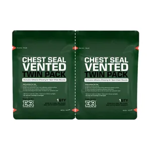 Ever Ready First Aid Vented Chest Seal with Quick Tear Twin Pack- 6.6” Square Occlusive Adhesive Dressing for Open Chest Wounds