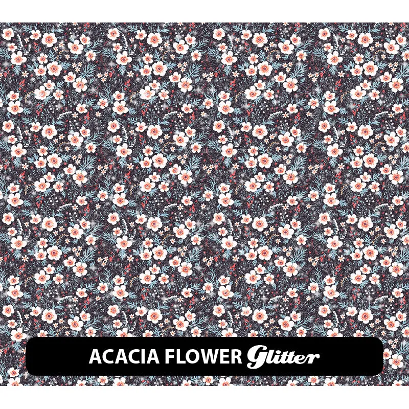 Floral Glitter Patterned HTV (12" x 12")