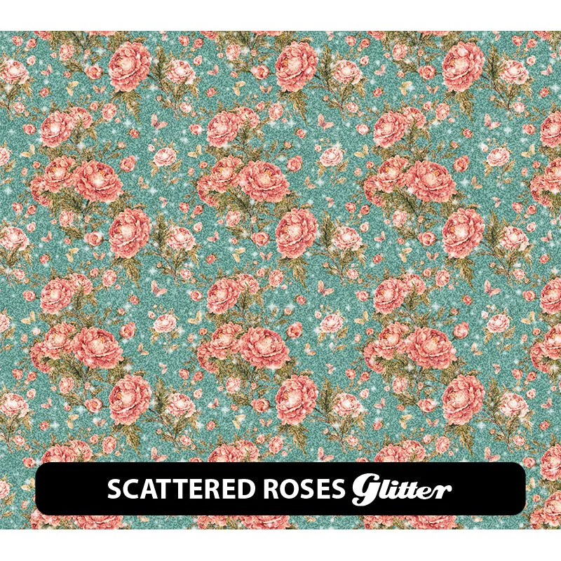 Floral Glitter Patterned HTV (12" x 12")