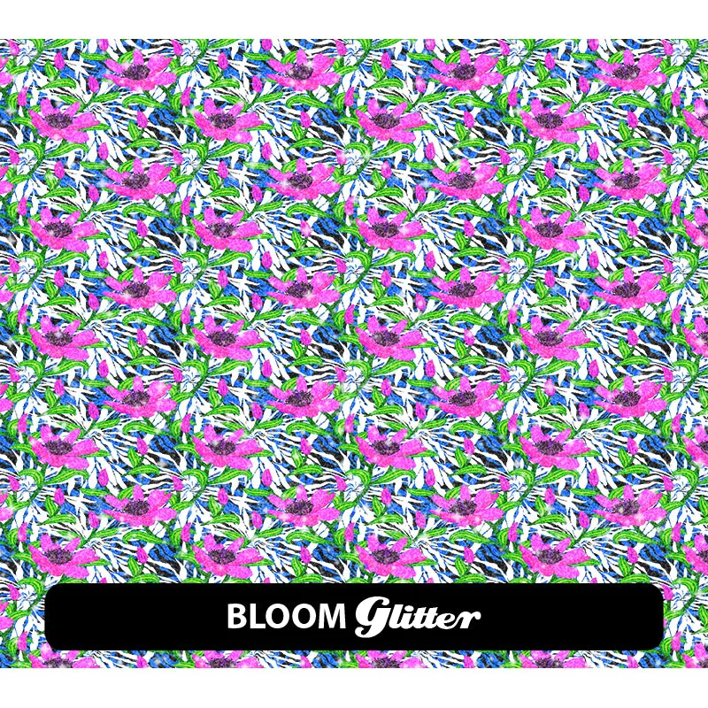 Floral Glitter Patterned HTV (12" x 12")