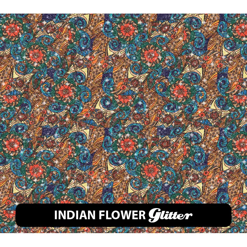 Floral Glitter Patterned HTV (12" x 12")