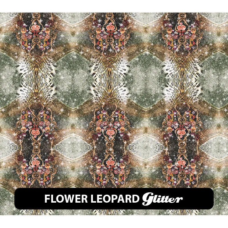 Floral Glitter Patterned HTV (12" x 12")