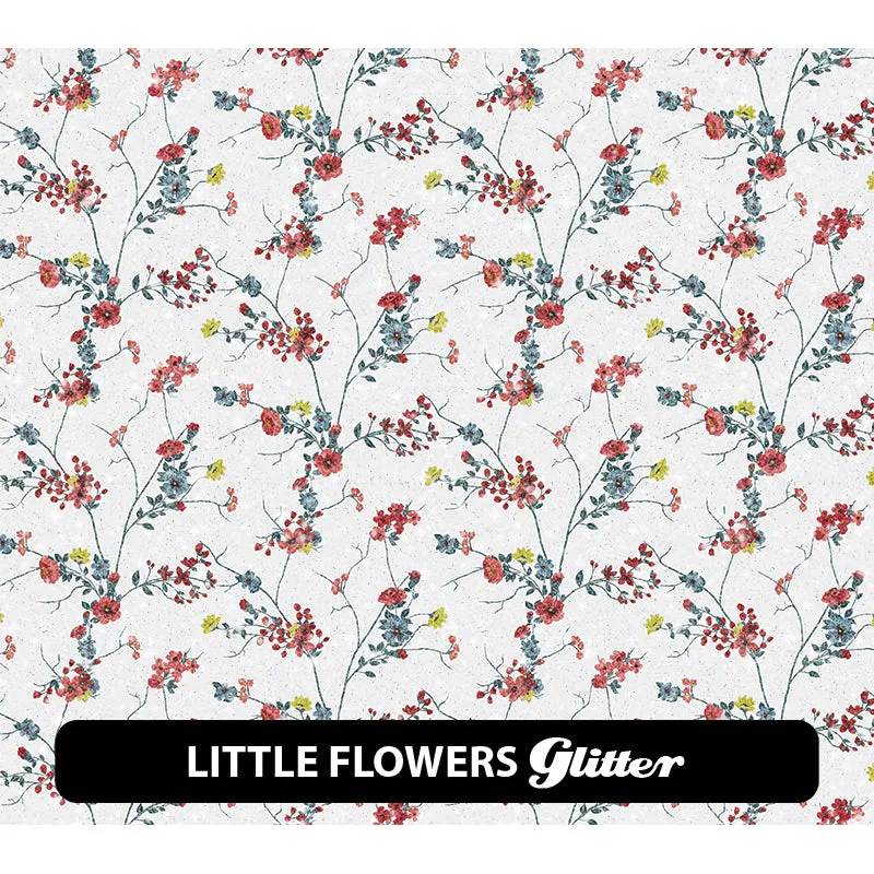 Floral Glitter Patterned HTV (12" x 12")