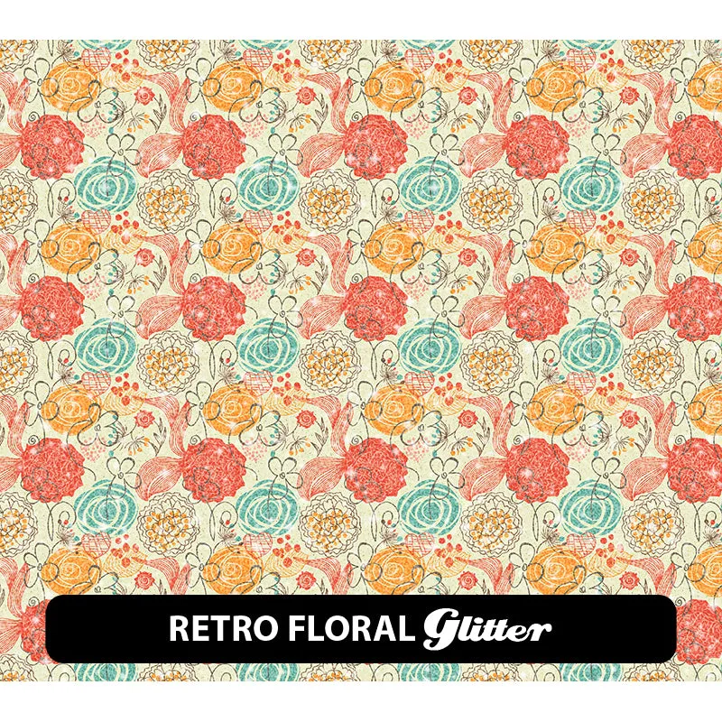 Floral Glitter Patterned HTV (12" x 12")