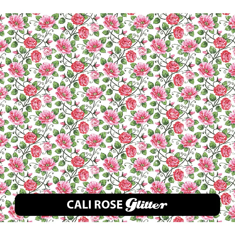 Floral Glitter Patterned HTV (12" x 12")