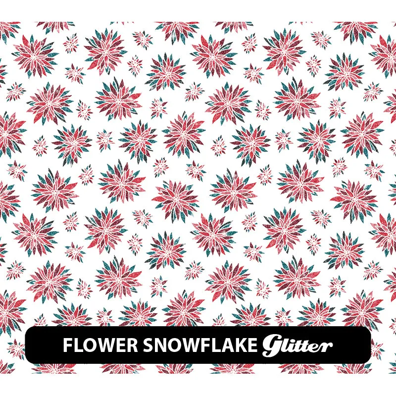 Floral Glitter Patterned HTV (12" x 12")