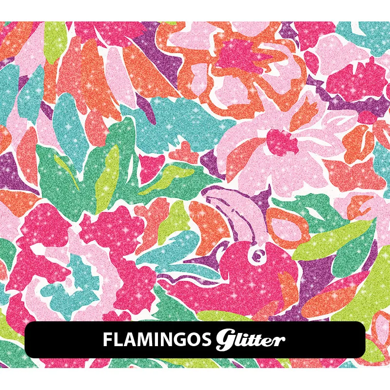 Floral Glitter Patterned HTV (12" x 12")