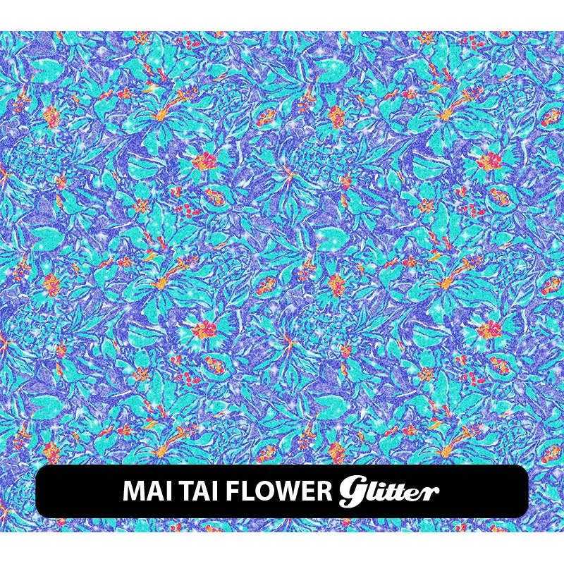 Floral Glitter Patterned HTV (12" x 12")