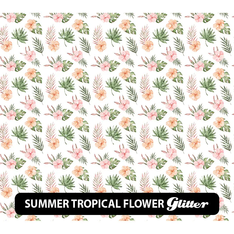 Floral Glitter Patterned HTV (12" x 12")