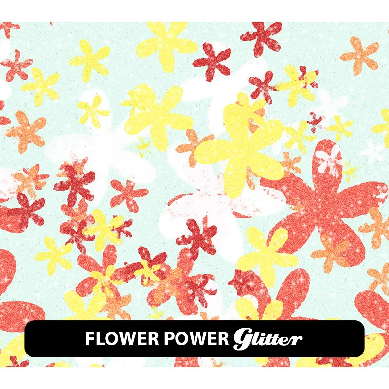 Floral Glitter Patterned HTV (12" x 12")