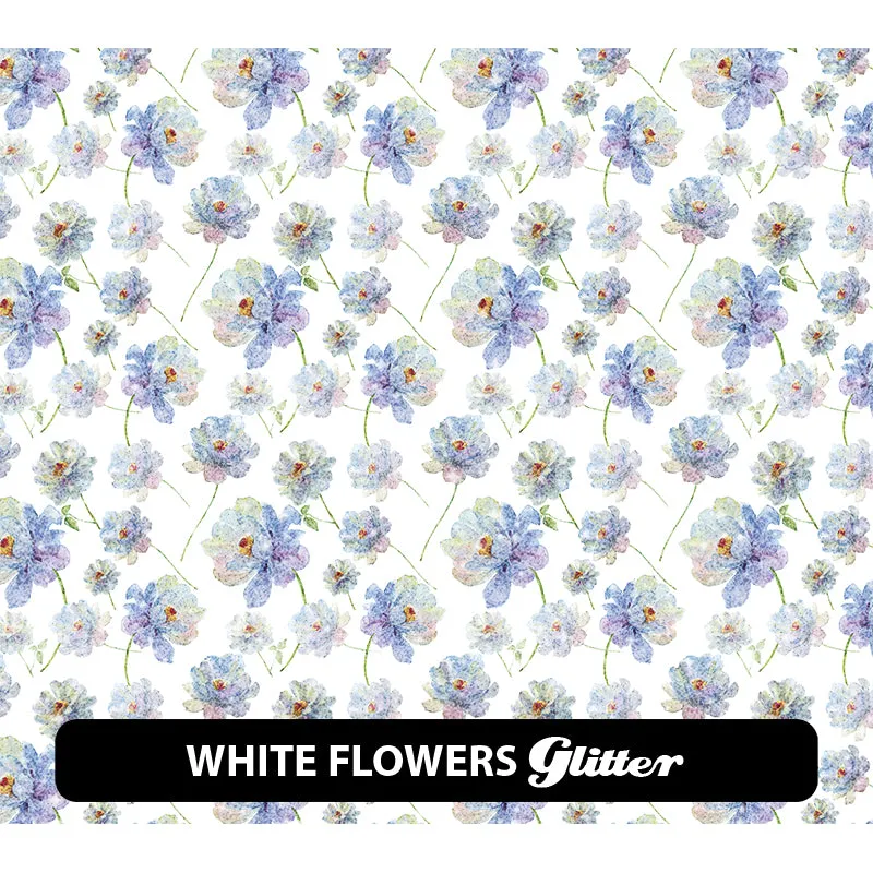 Floral Glitter Patterned HTV (12" x 12")